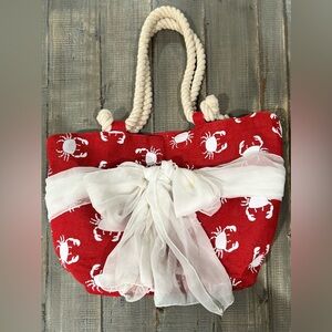 Red Crab Print Tote Bag